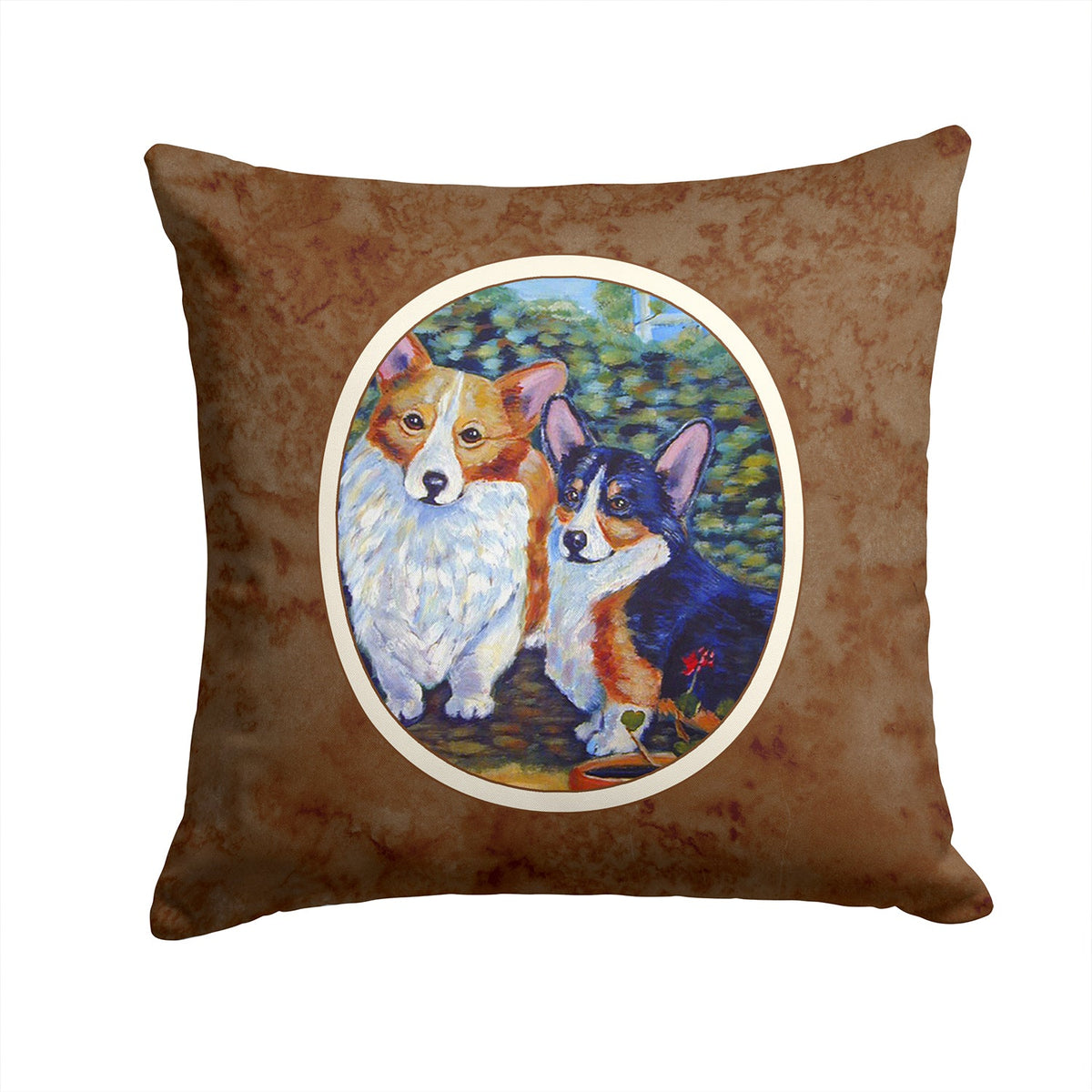 Cardigan and Pembroke Corgi Decorative Throw Pillow 14x14 Indoor Outdoor Accent Cushion, Fabric Cover with Insert for Sofa, Bed, Porch & Living Room