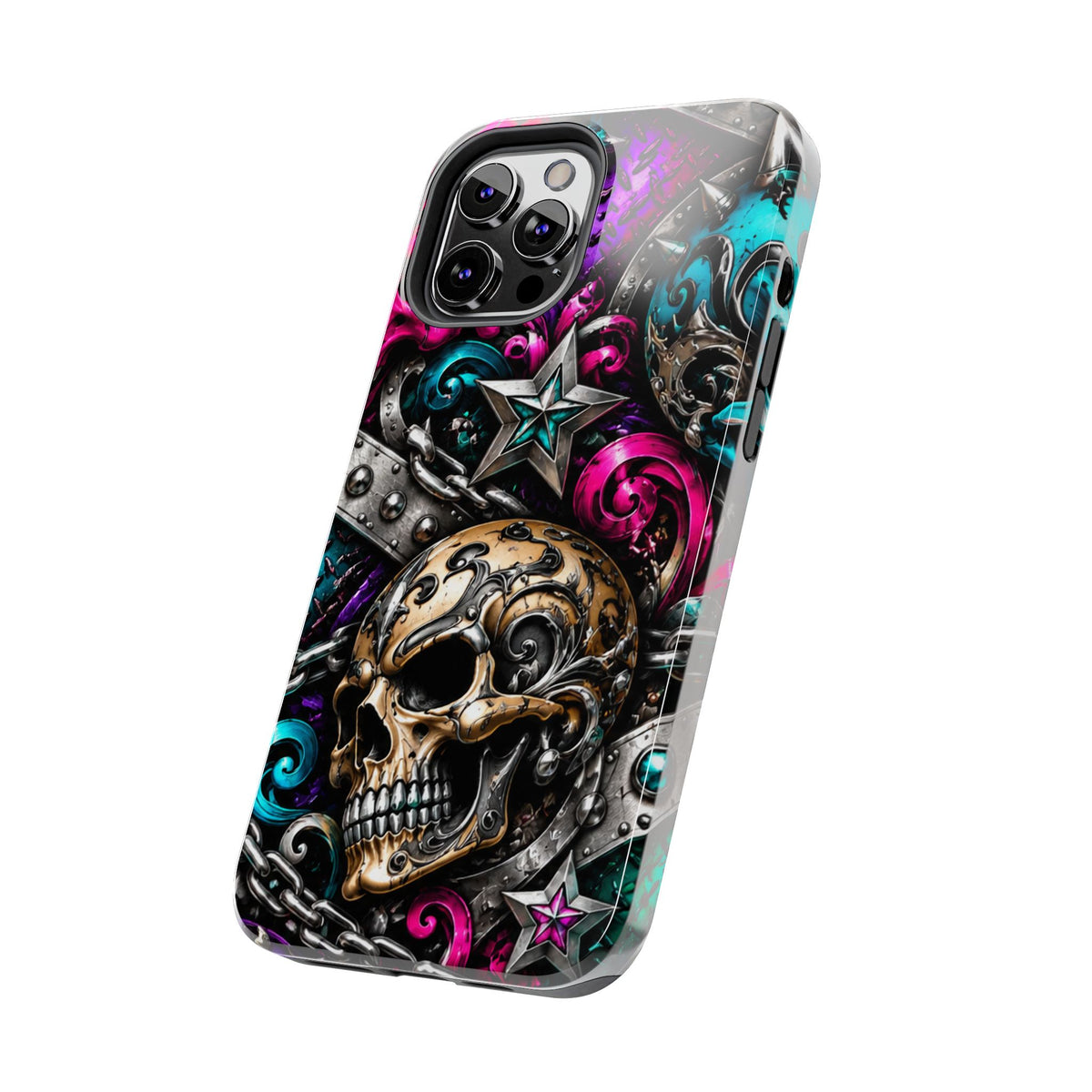 Skull & Stars Tough Phone Case | Colorful Gothic Skull Phone Case
