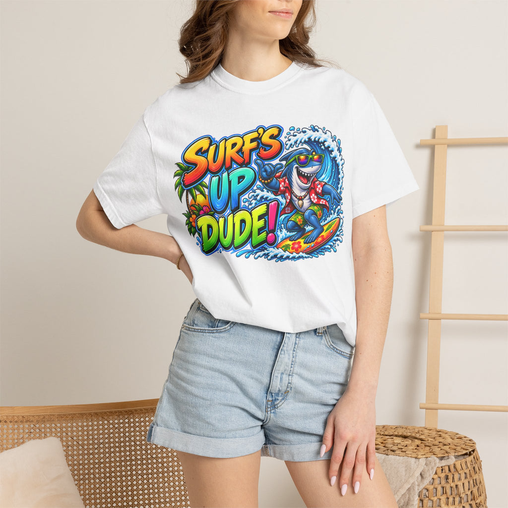 Surf's Up Dude! Surf Shark Graphic T-Shirt