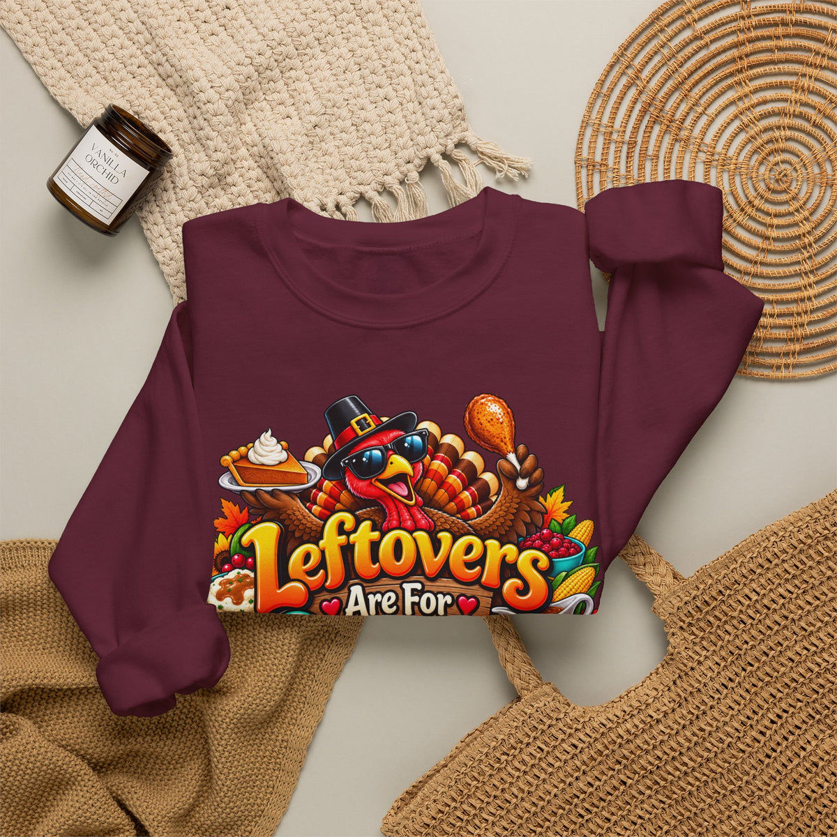 Sweatshirt — "Leftovers Are For Quitters" Thanksgiving Turkey Graphic Crewneck