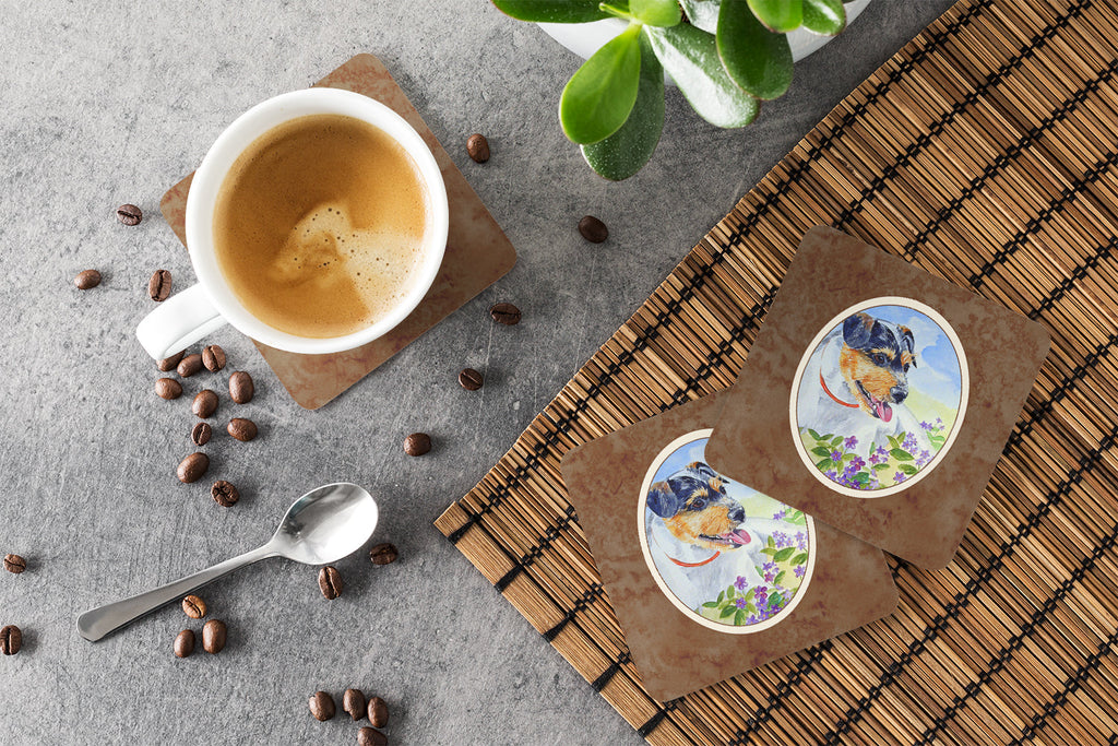 Jack Russell Terrier Foam Coasters Set of 4 Cup Coasters for Indoor Outdoor, Tabletop Protection, Anti Slip, Mouse pad Material