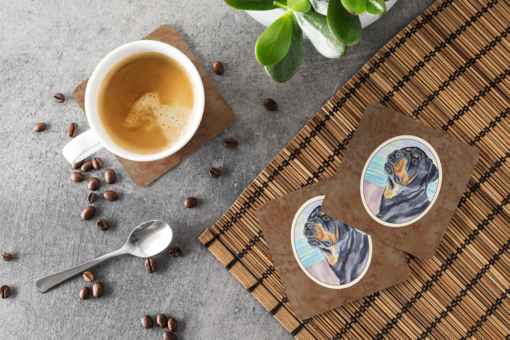 Rottweiler Foam Coasters Set of 4 Cup Coasters for Indoor Outdoor, Tabletop Protection, Anti Slip, Mouse pad Material
