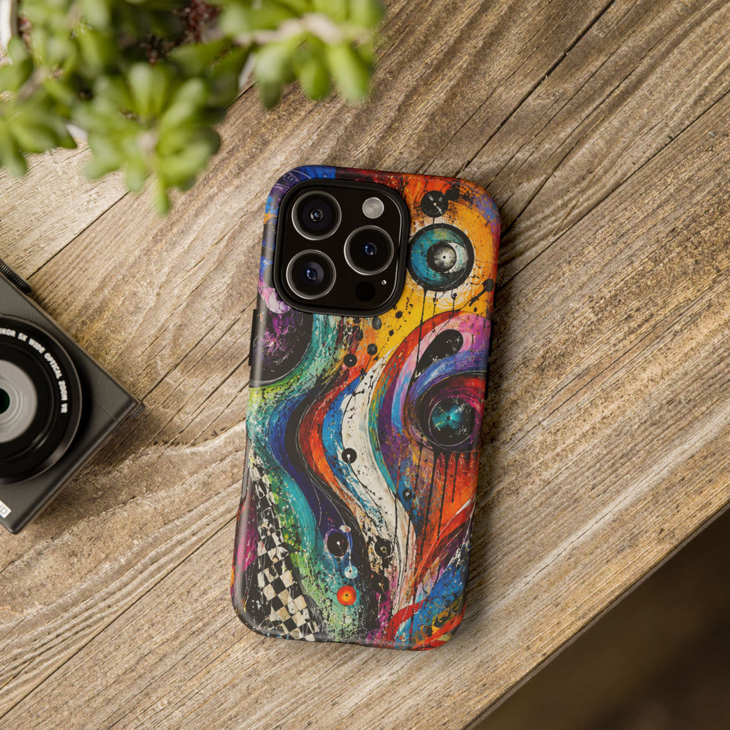 Abstract Cosmic Swirl Phone Case — Colorful Artistic iPhone Tough Case