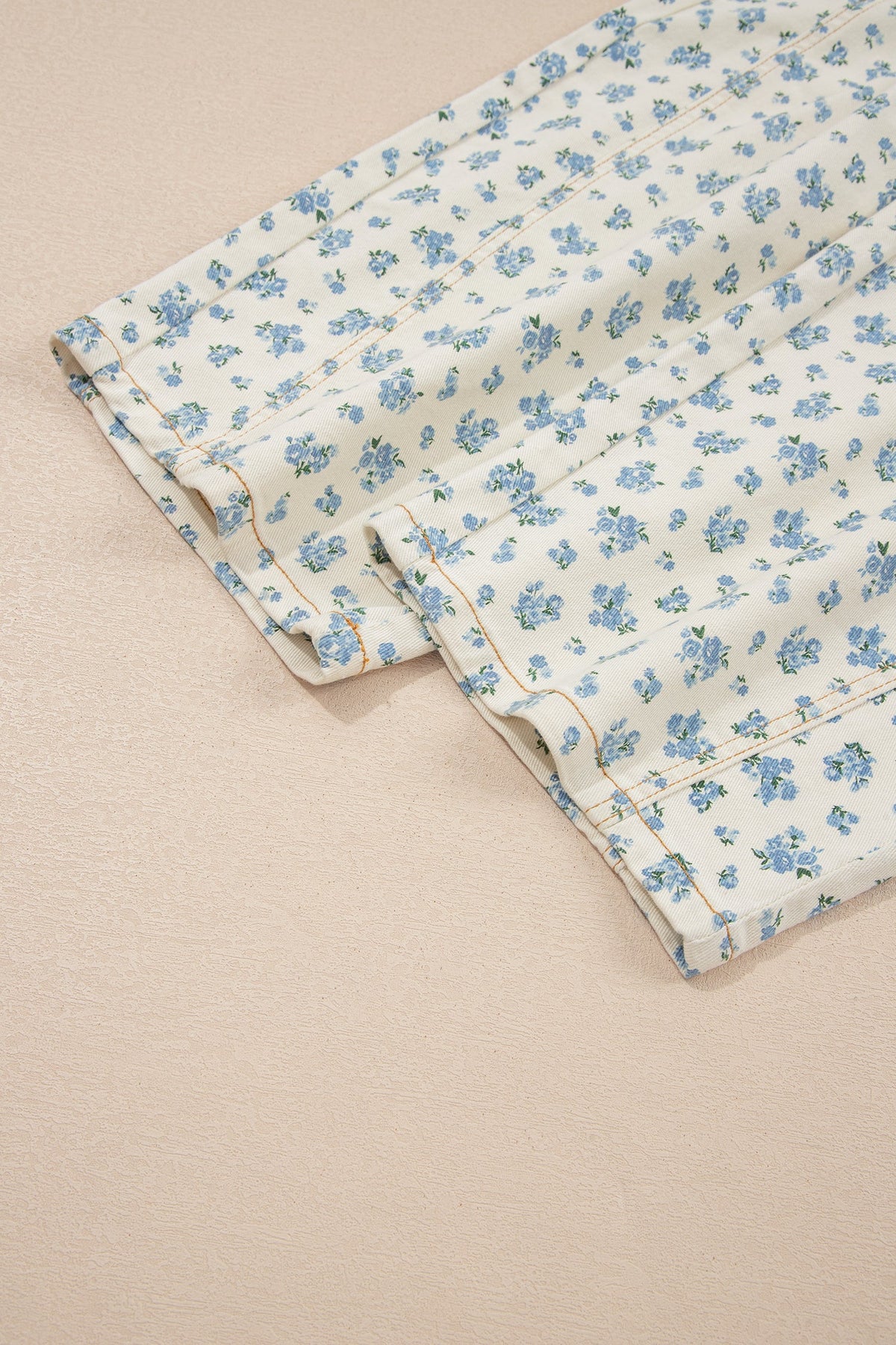 Floral Grommet Knot Waist Barrel Leg Jeans