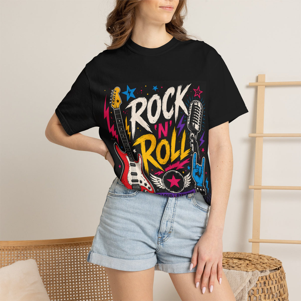 Rock N Roll Electric Guitar T-shirt | Retro Music Graphic