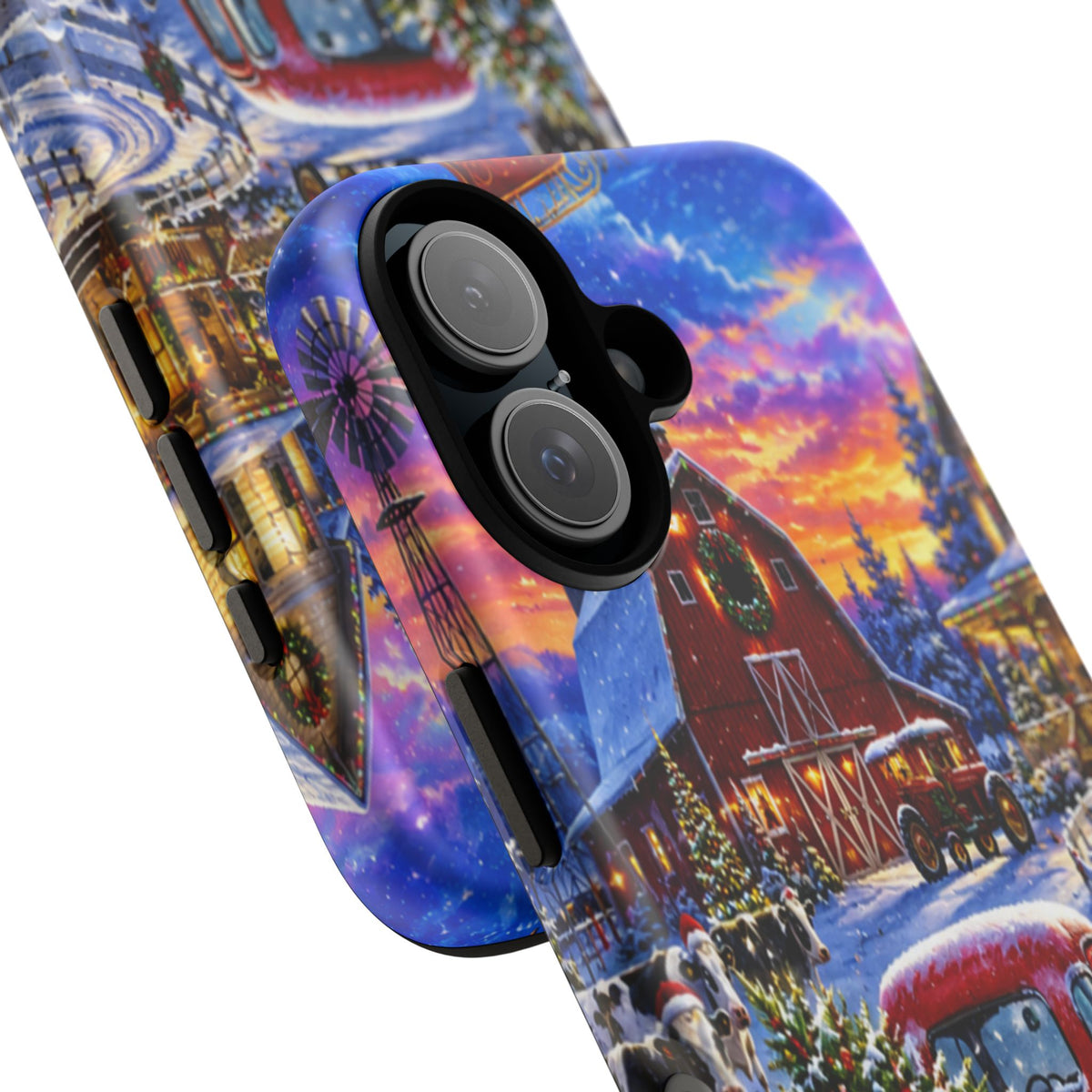 Christmas Farm Phone Case — Vintage Red Truck in Snowy Holiday Scene