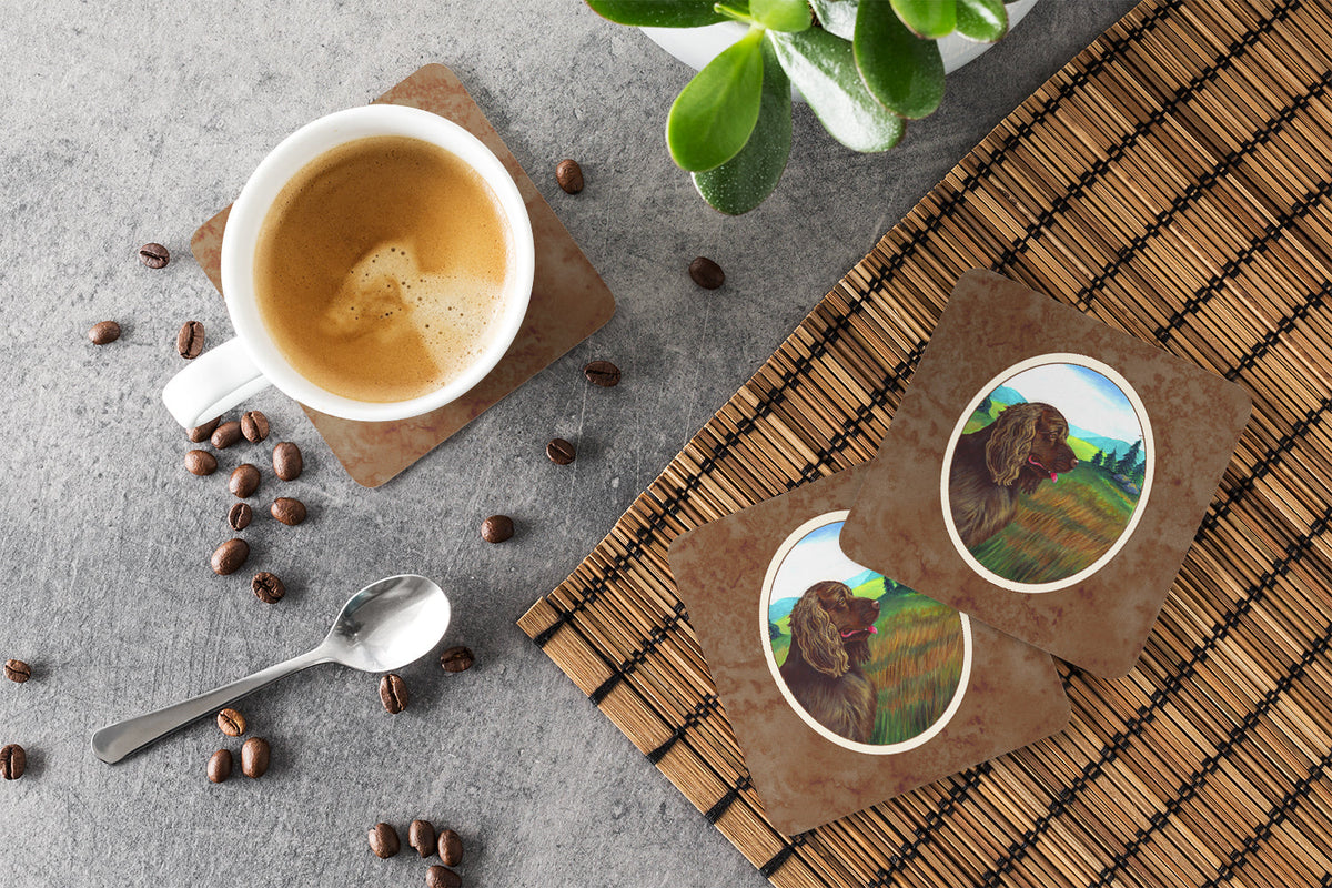 Sussex Spaniel Foam Coasters Set of 4 Cup Coasters for Indoor Outdoor, Tabletop Protection, Anti Slip, Mouse pad Material