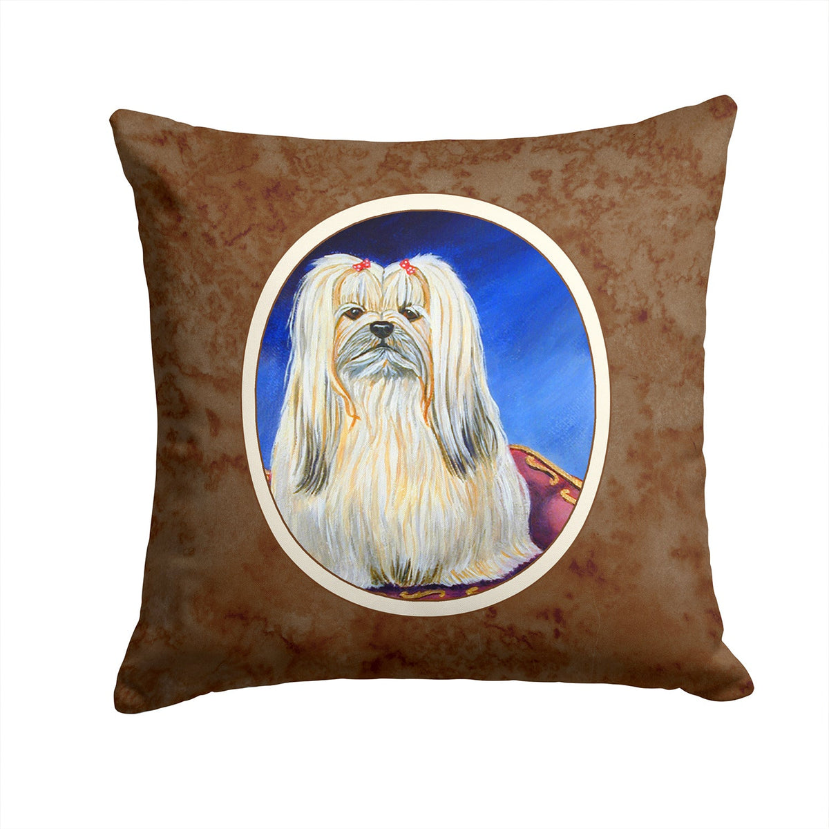 Lhasa Apso Decorative Throw Pillow 14x14 Indoor Outdoor Accent Cushion, Fabric Cover with Insert for Sofa, Bed, Porch & Living Room