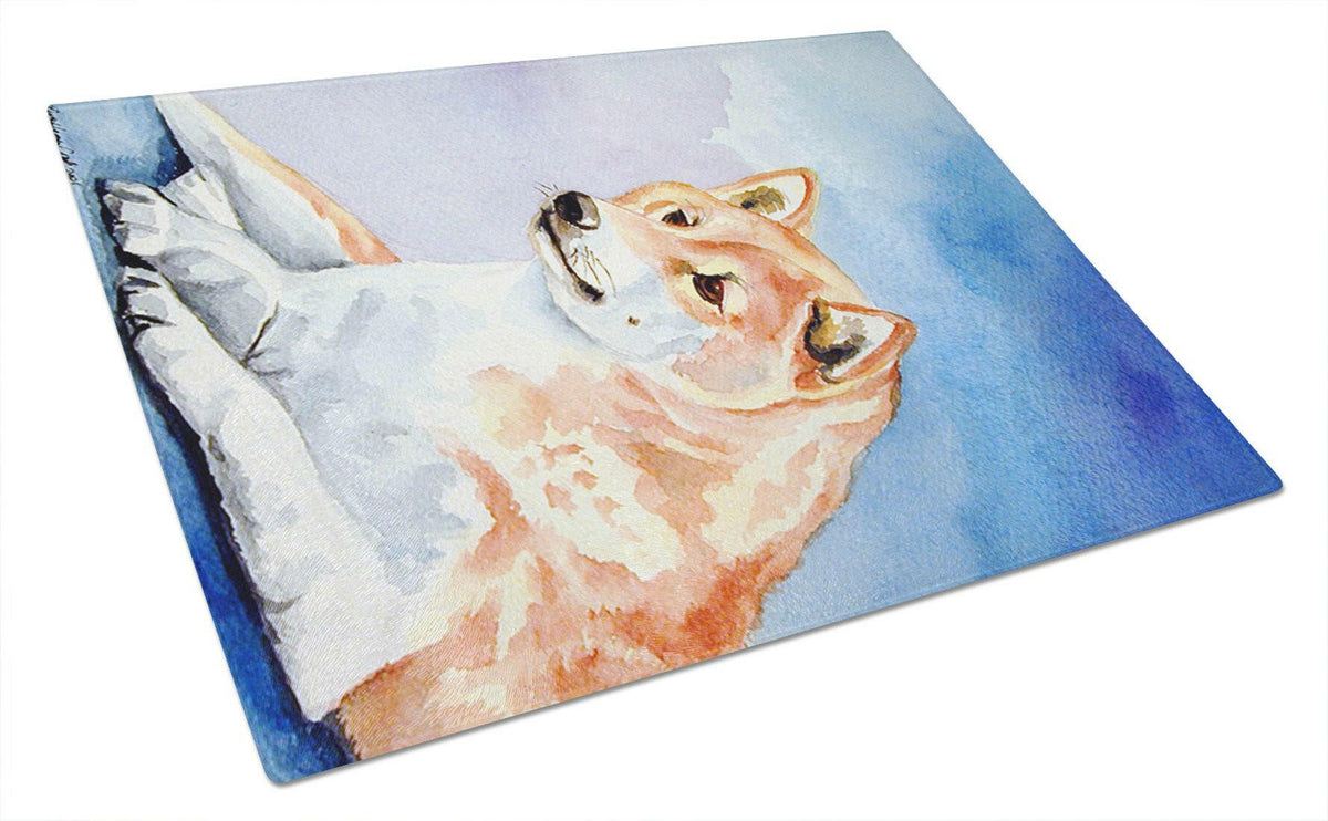Shiba Inu Cutting Board Tempered Glass Kitchen Cutting Surface, Heat Resistant Chopping, Non-Slip Feet, Food Prep & Serving