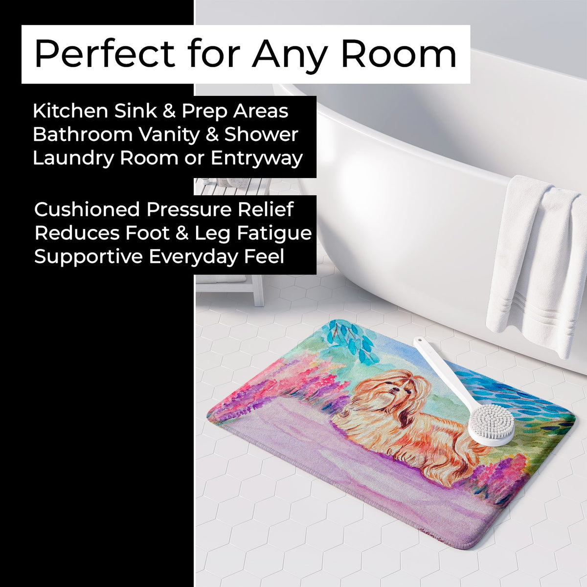Shih Tzu Memory Foam Kitchen Mat Machine Washable Anti-Fatigue Cushion Comfort Bath or Kitchen Rug