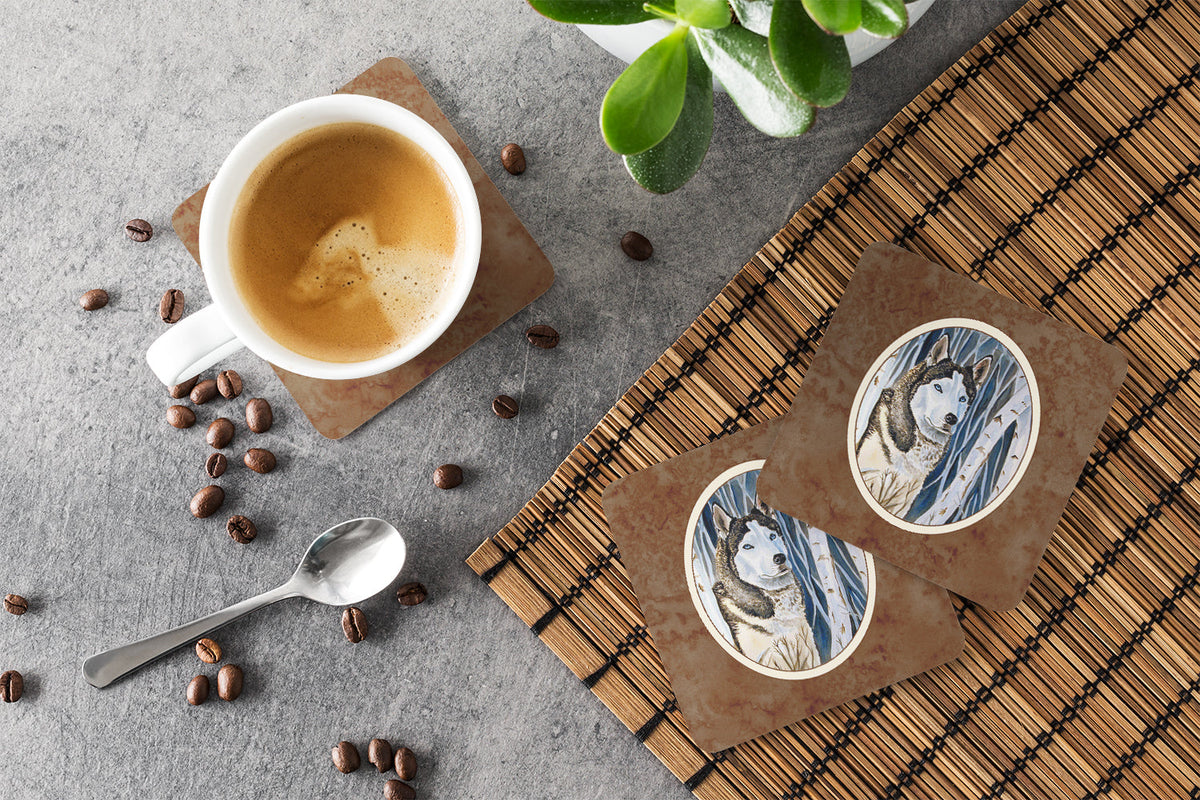Siberian Husky Foam Coasters Set of 4 Cup Coasters for Indoor Outdoor, Tabletop Protection, Anti Slip, Mouse pad Material