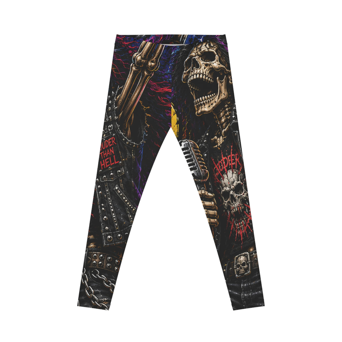 Skull & Chains Gothic Leggings – Heavy Metal All-Over Print