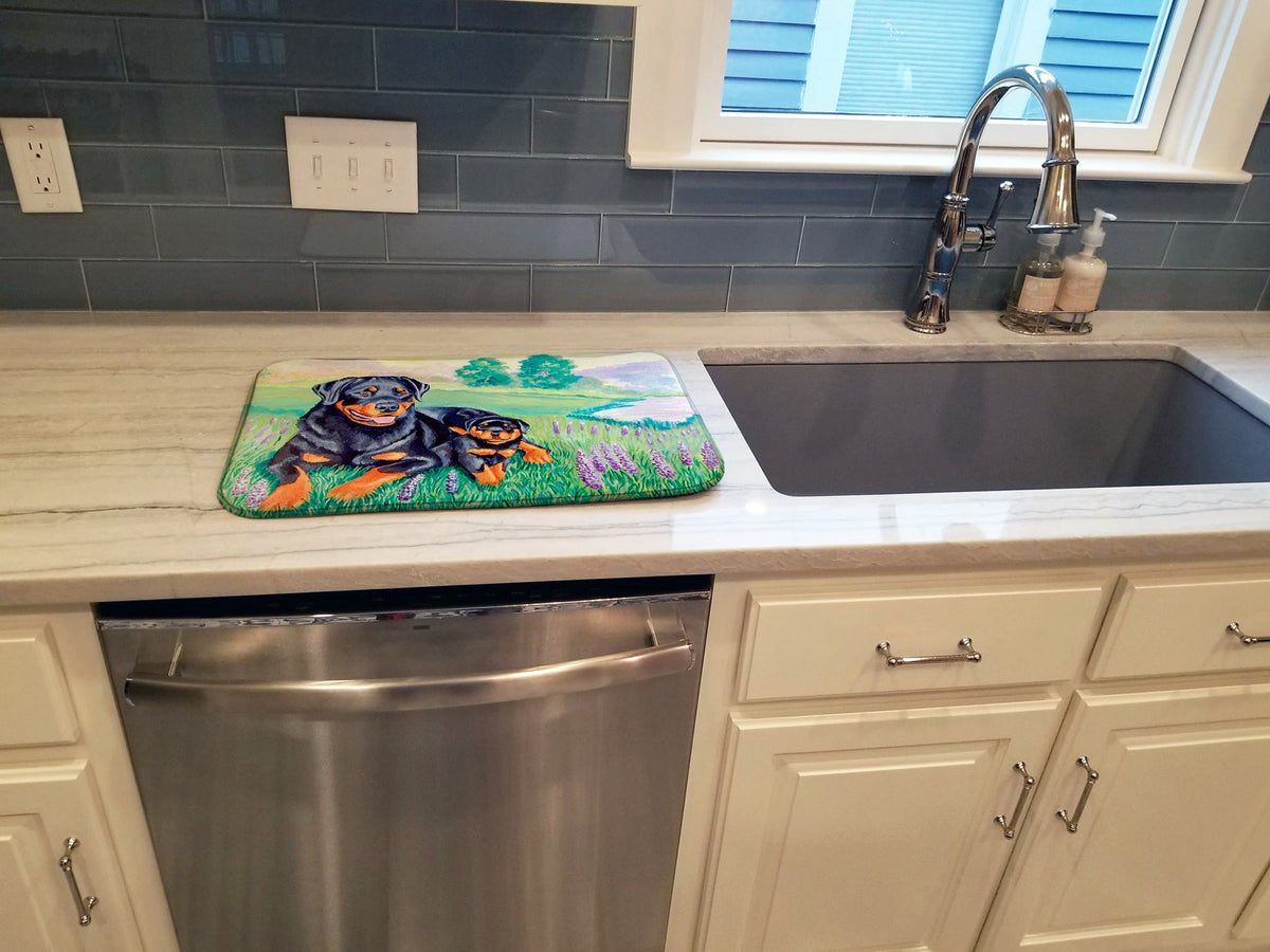 Rottweiler Dish Drying Mat Absorbent Dish Drying Mat Pad for Kitchen Counter Dish Drainer Mat for Countertop, 14 x 21", Multicolor