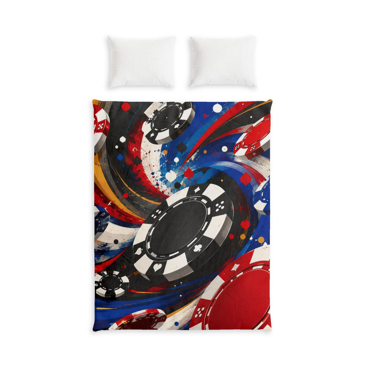 Poker Chips Cotton Bed Set - Casino-Themed Duvet Cover for Gamers & Game Rooms