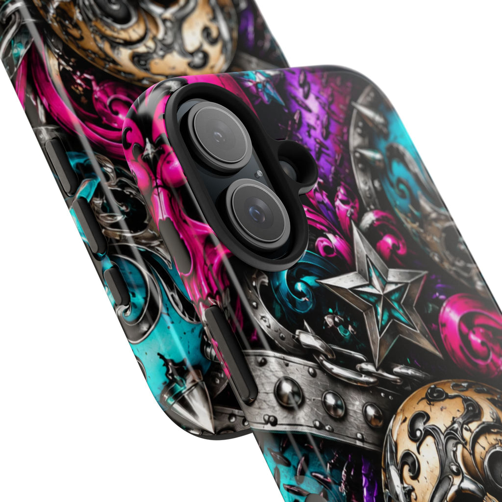 Skull & Stars Tough Phone Case | Colorful Gothic Skull Phone Case