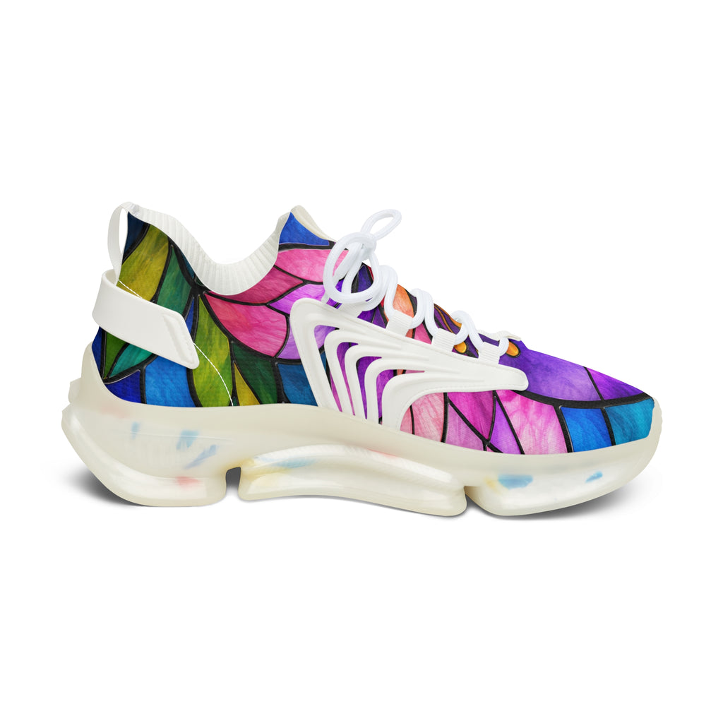 Women's Stained Glass Mesh Sneakers — Colorful Floral Athletic Shoes