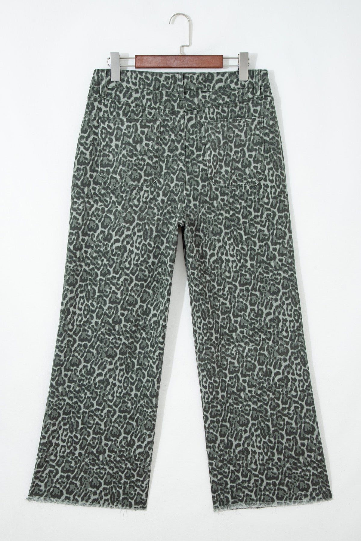 Leopard Frayed Edge High Waist Wide Leg Jeans
