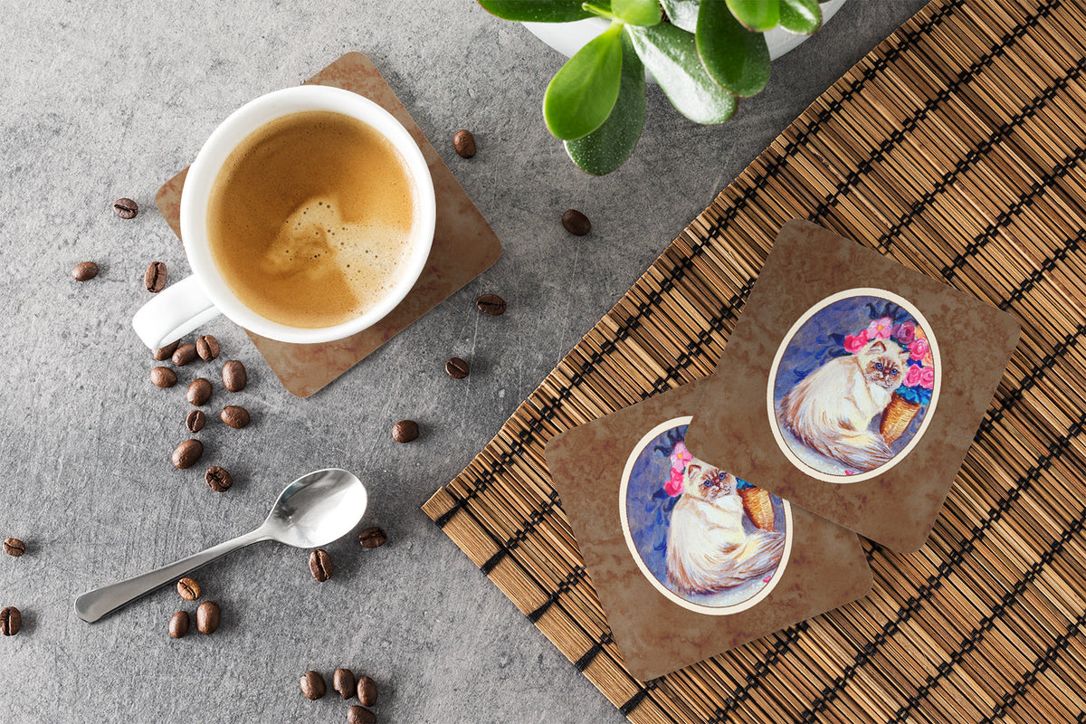 Persian Cat Foam Coasters Set of 4 Cup Coasters for Indoor Outdoor, Tabletop Protection, Anti Slip, Mouse pad Material