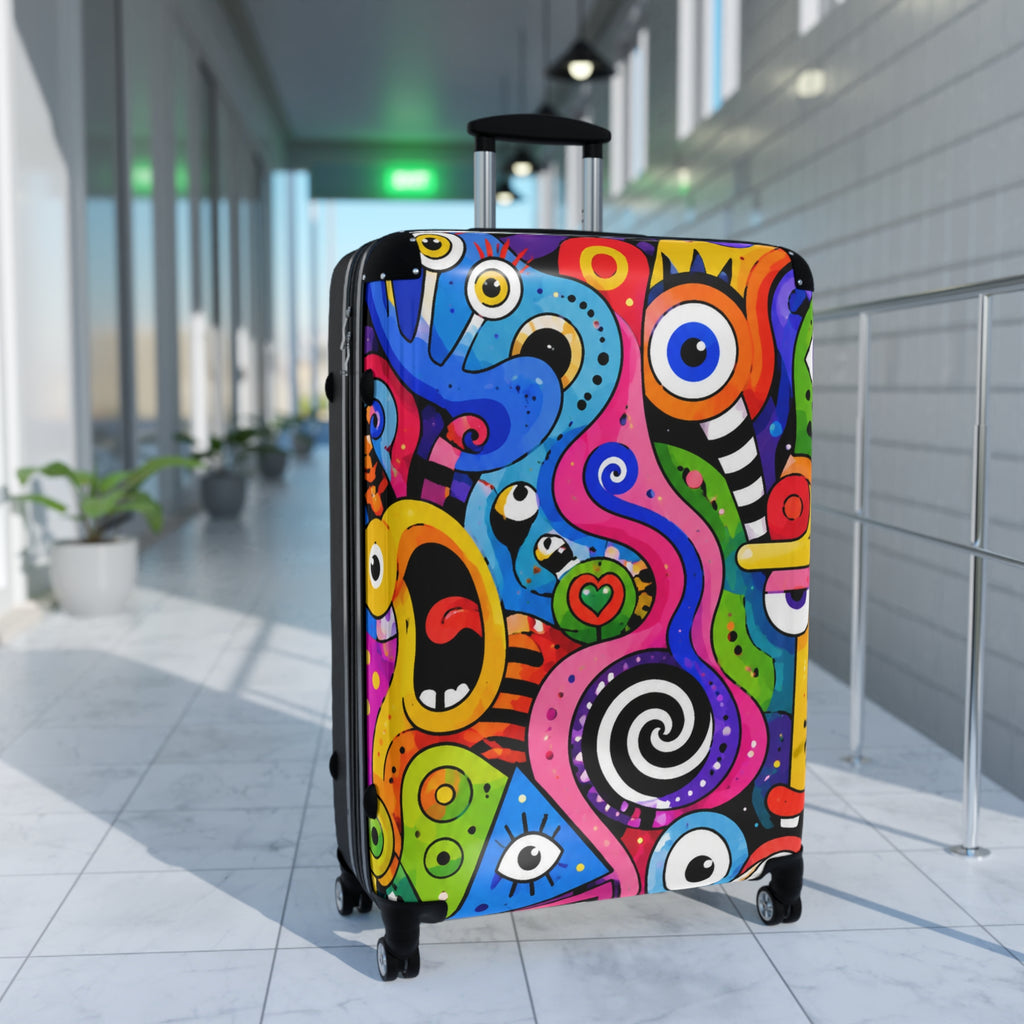 Colorful Abstract Art Suitcase – Vibrant Pop-Modern Carry-On for Travelers