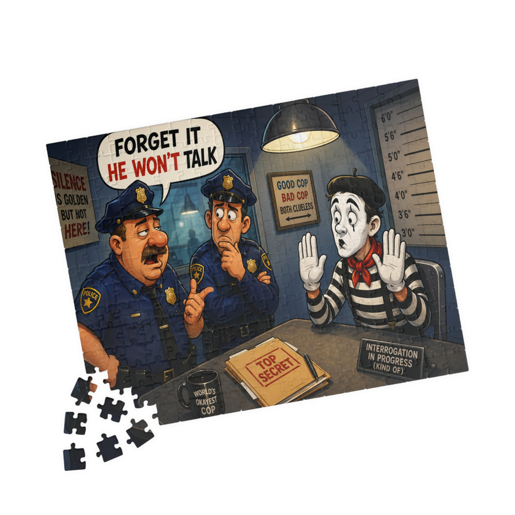 Silent Mime Interrogation Puzzle | Funny Police Cartoon Jigsaw