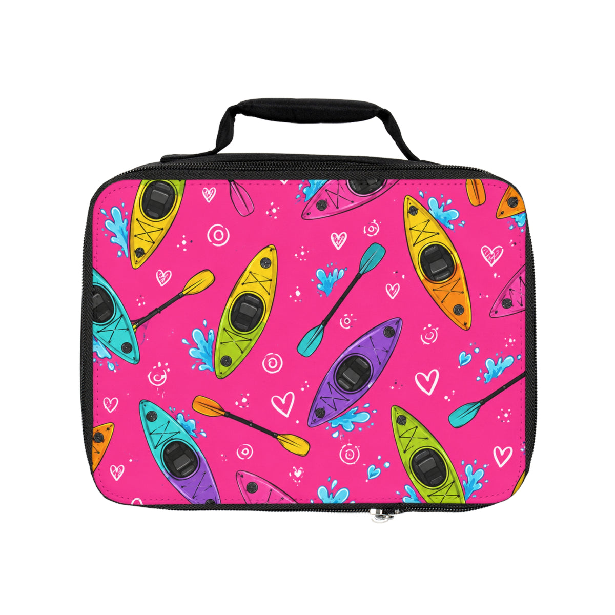 Kayak Pattern Lunch Bag — Bright Pink Paddle Kids Lunchbox