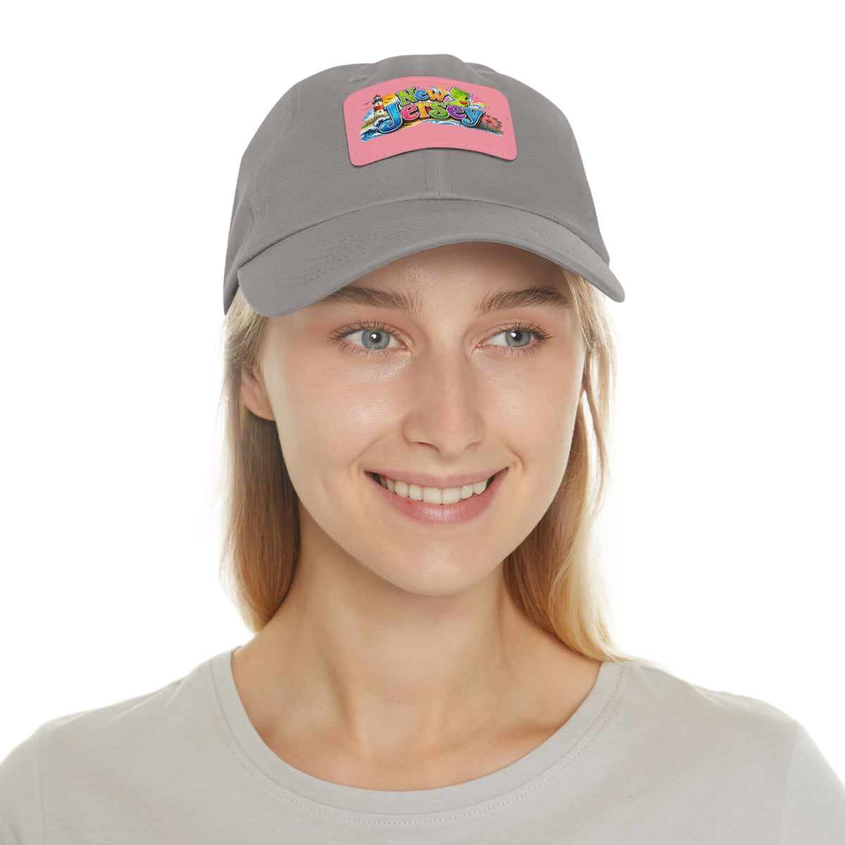 New Jersey Patch Logo Dad Hat | Leather Rectangle Patch