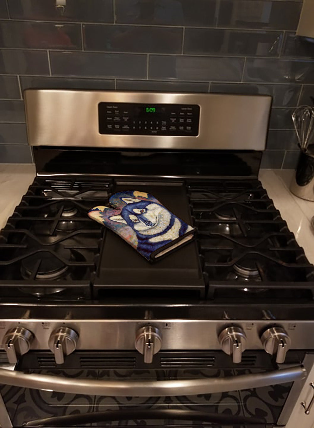 Fall Leaves Siberian Husky Oven Mitt Heat Resistant Thick Oven Mitt for Hot Pans and Oven, Kitchen Mitt Protect Hands, Cooking Baking Glove