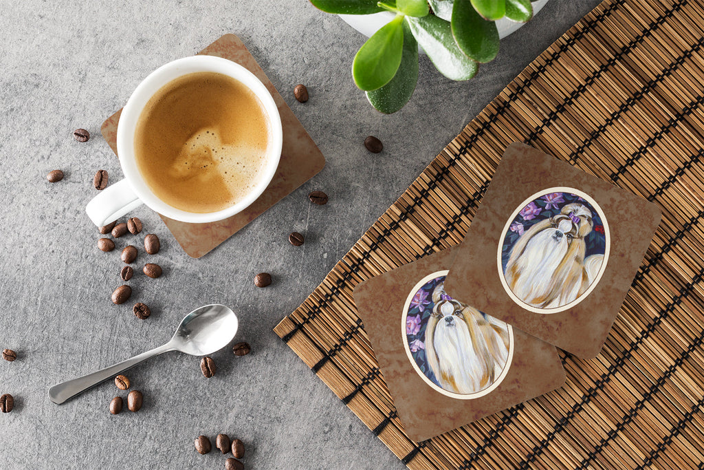 Shih Tzu Foam Coasters Set of 4 Cup Coasters for Indoor Outdoor, Tabletop Protection, Anti Slip, Mouse pad Material