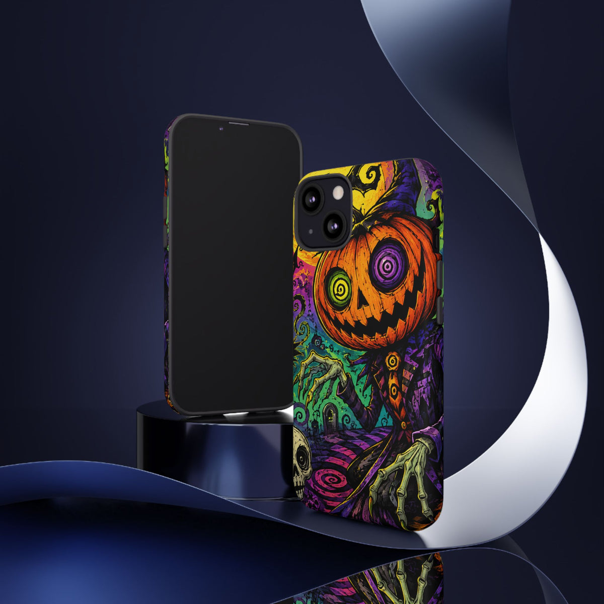 Halloween Pumpkin Skull Phone Case — Psychedelic Jack-o'-Lantern Tough Case