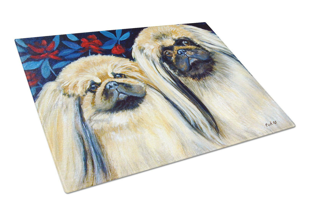 What a pair of Pekingese Cutting Board Tempered Glass Kitchen Cutting Surface, Heat Resistant Chopping, Non-Slip Feet, Food Prep & Serving