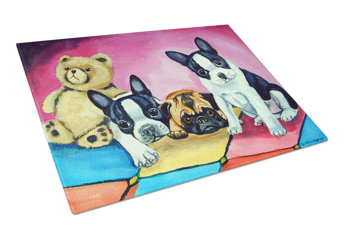 Multiple Breeds Cutting Board Tempered Glass Kitchen Cutting Surface, Heat Resistant Chopping, Non-Slip Feet, Food Prep & Serving