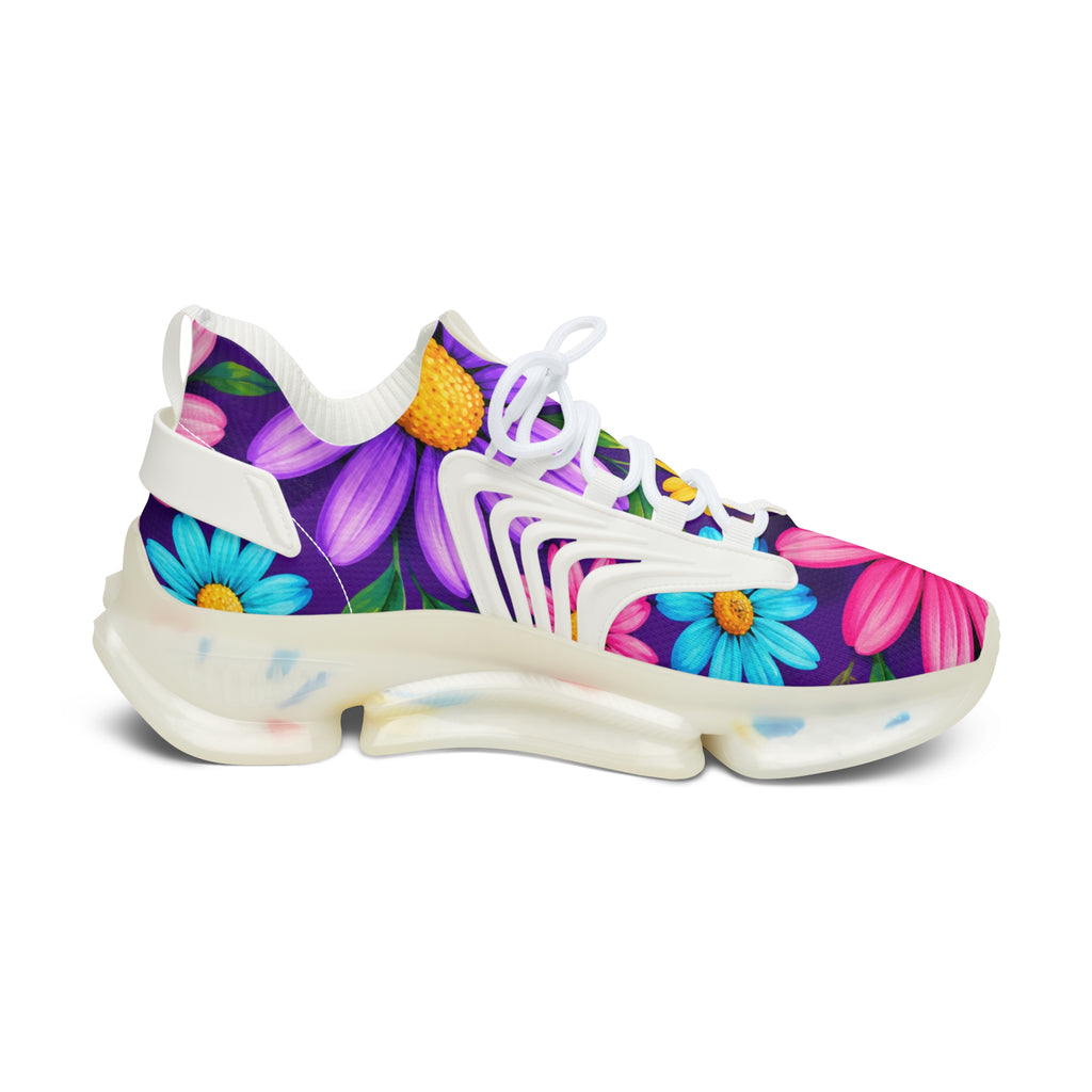 Floral Daisy Mesh Sneakers — Colorful Women's Athletic Shoes