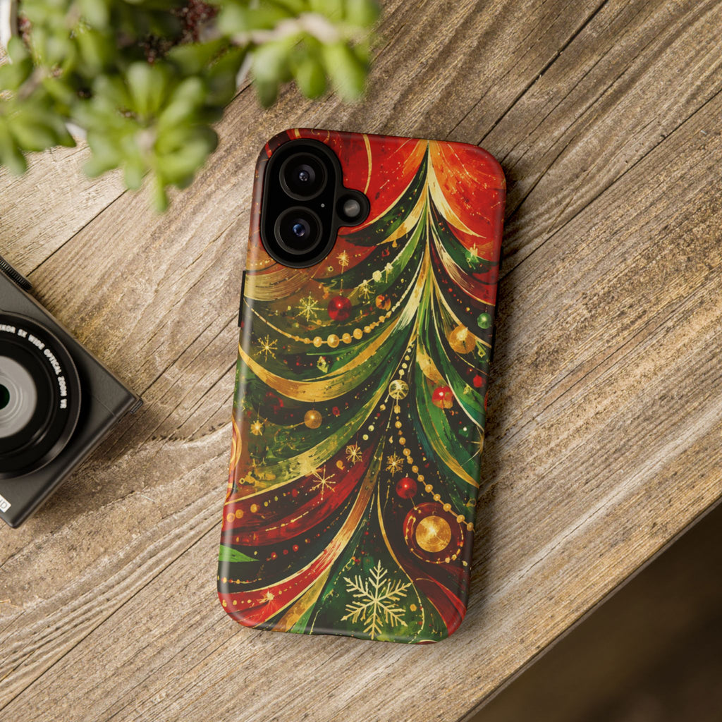 Christmas Tree Tough Phone Case — Festive Red & Green Holiday Phone Cover