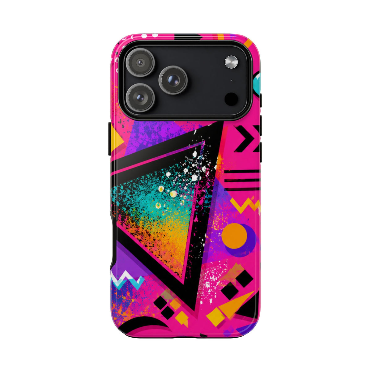 Retro 80s Geometric Phone Case — Neon Triangle Tough Case