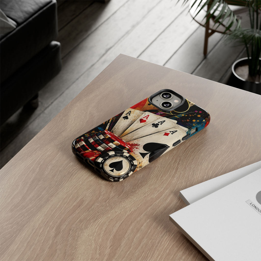 Casino Poker Ace Phone Case — Vintage Playing Cards & Chips Protective Cover