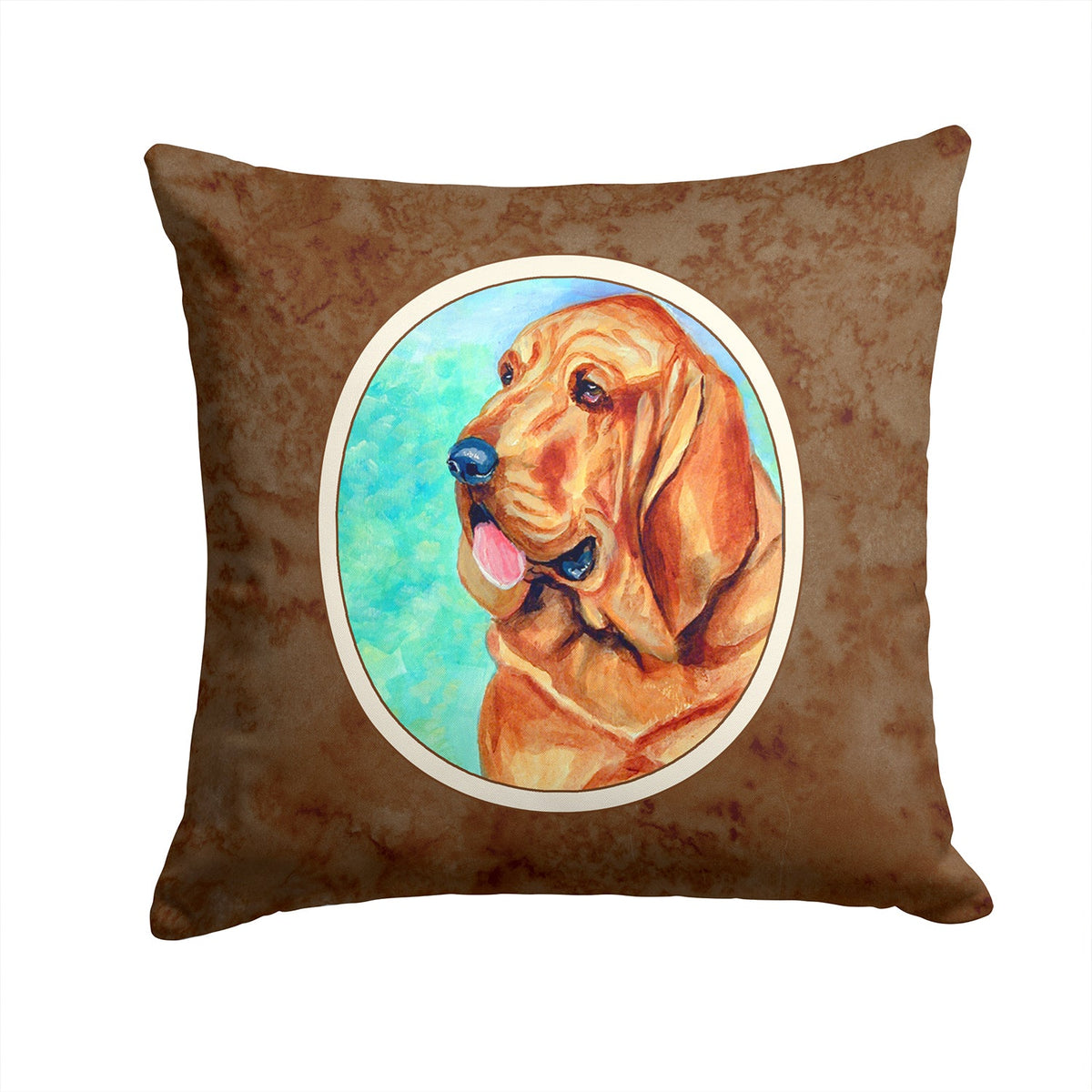 Bloodhound Decorative Throw Pillow 14x14 Indoor Outdoor Accent Cushion, Fabric Cover with Insert for Sofa, Bed, Porch & Living Room