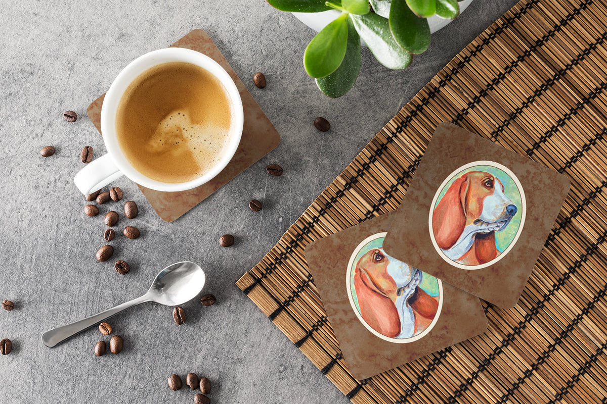 Basset Hound Foam Coasters Set of 4 Cup Coasters for Indoor Outdoor, Tabletop Protection, Anti Slip, Mouse pad Material