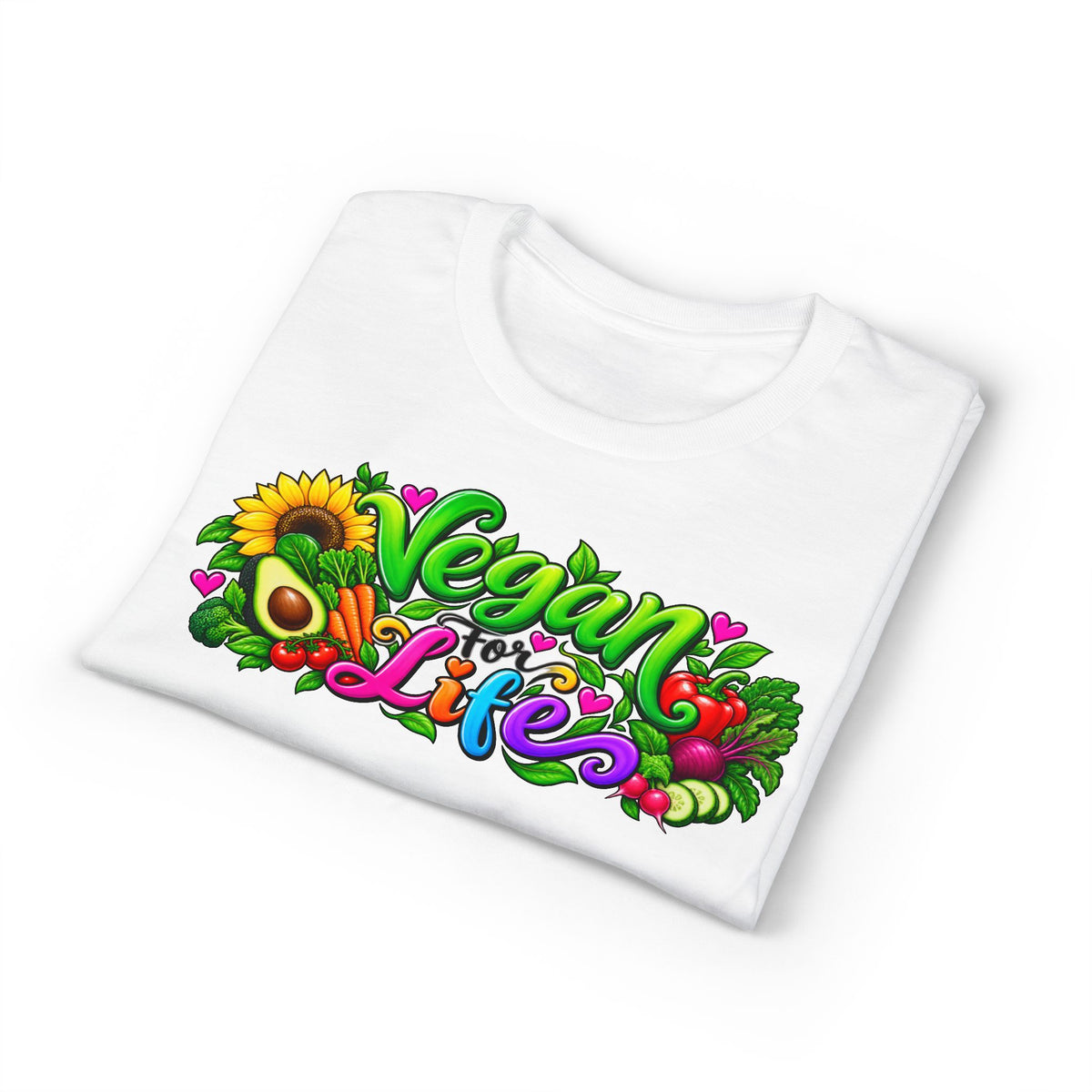 Vegan Life T‑Shirt — Colorful Sunflower & Avocado Plant-Based Pride Tee