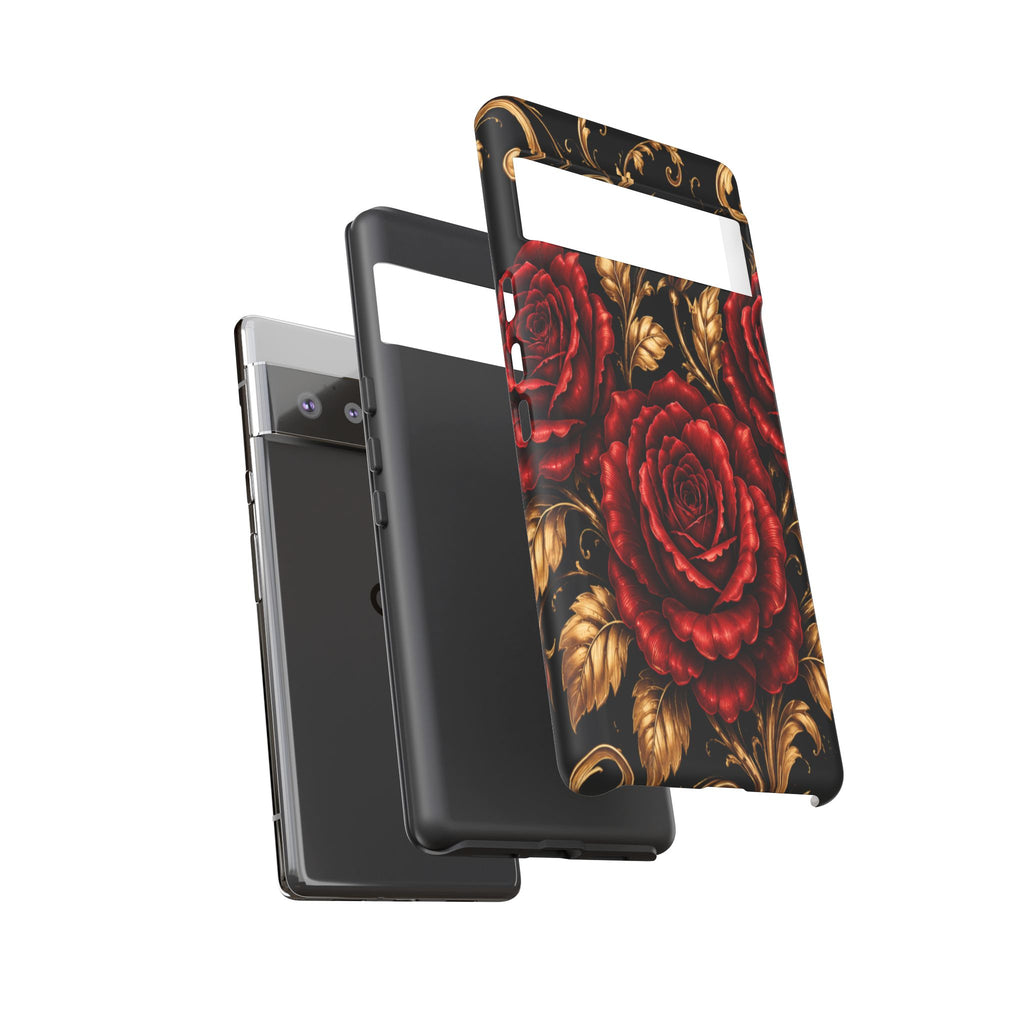 Tough Cases — Vintage Red Rose Floral Phone Case