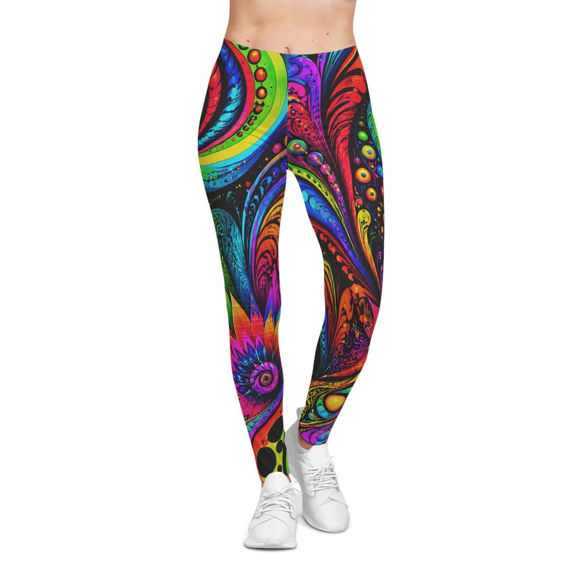 Psychedelic Floral Leggings — Vibrant Boho All-Over Print