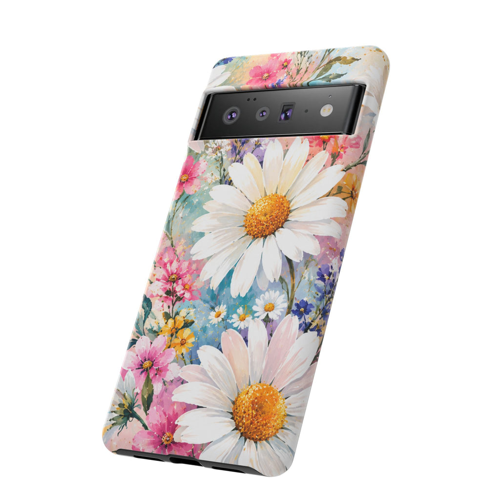 Floral Daisy Phone Case — Watercolor Daisies Protective Tough Case