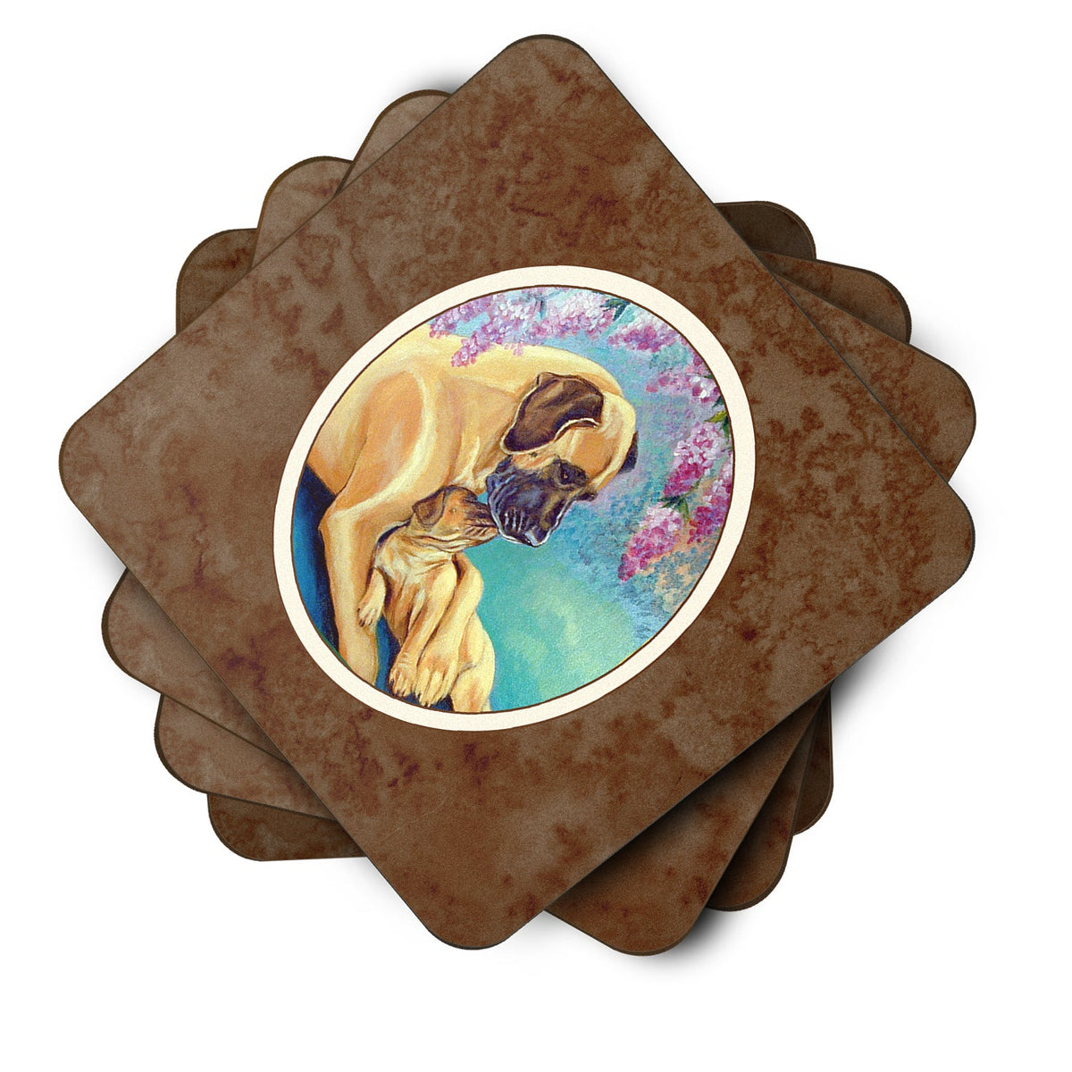 Great Dane and puppy Foam Coasters Set of 4 Cup Coasters for Indoor Outdoor, Tabletop Protection, Anti Slip, Mouse pad Material
