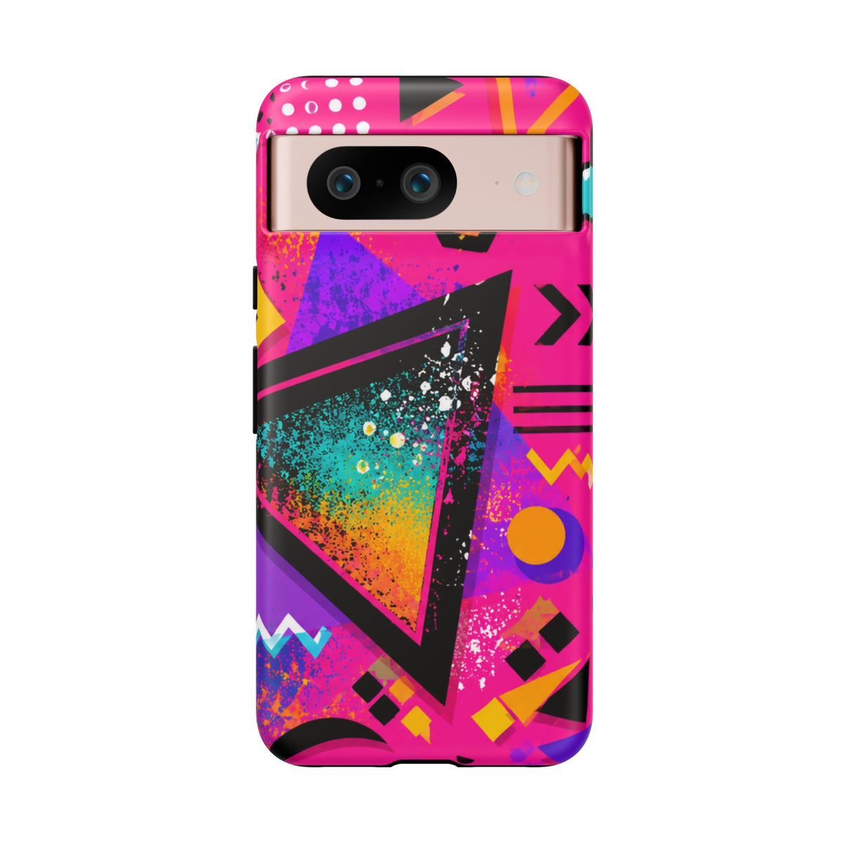 Retro 80s Geometric Phone Case — Neon Triangle Tough Case