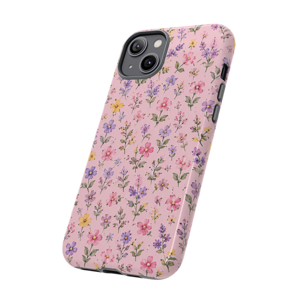 Floral Pink Tough Phone Case — Pastel Wildflower Protective Case