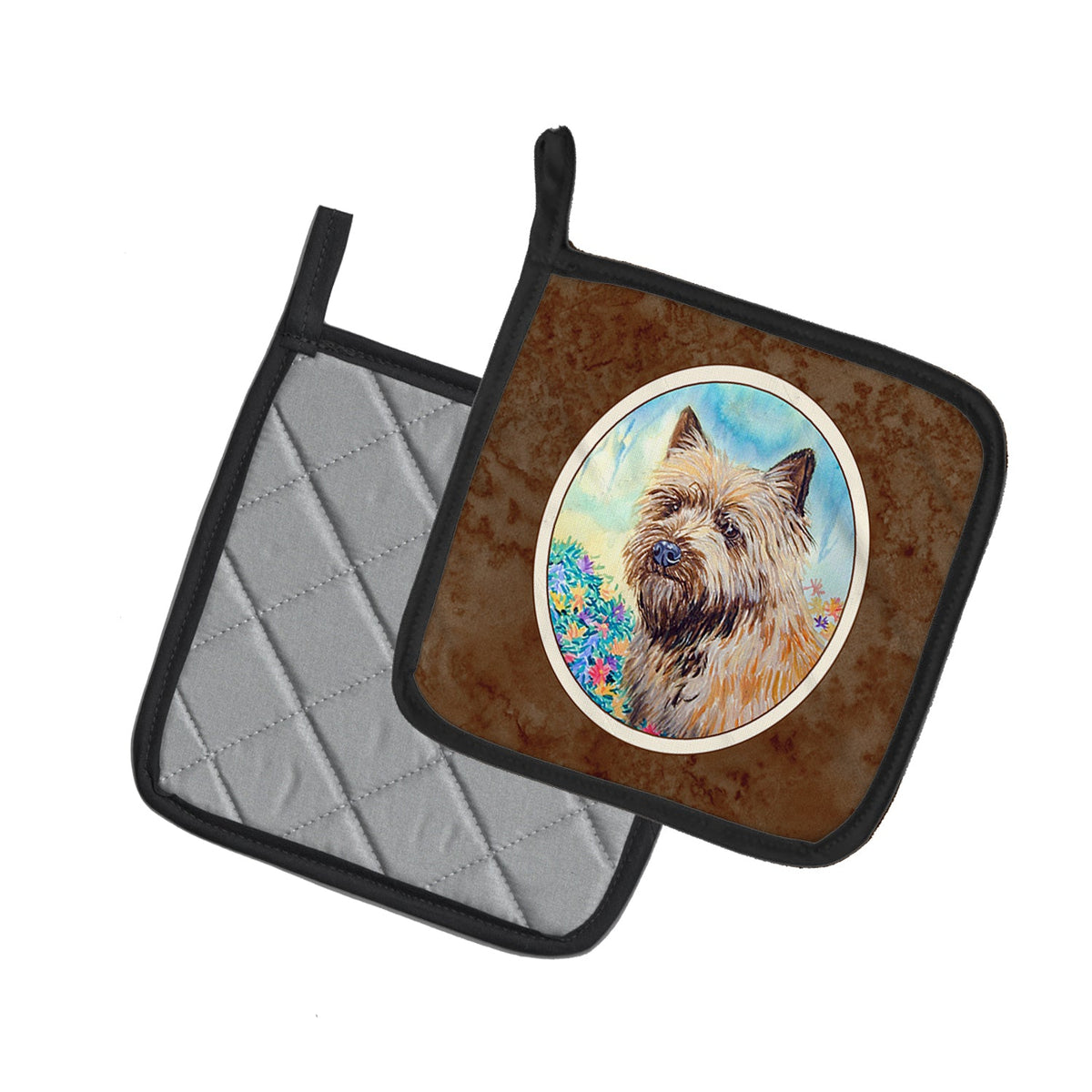 Cairn Terrier Pot Holder Set of 2 Heat Resistant Quilted Hot Pads 7.5 x 7.5 Inch, Insulated Kitchen Trivets for Cooking & Baking