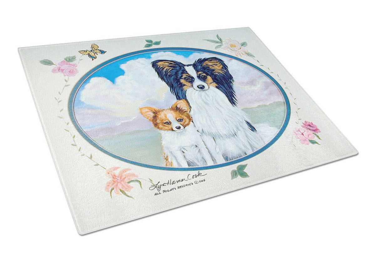 Papillon  Cutting Board Tempered Glass Kitchen Cutting Surface, Heat Resistant Chopping, Non-Slip Feet, Food Prep & Serving