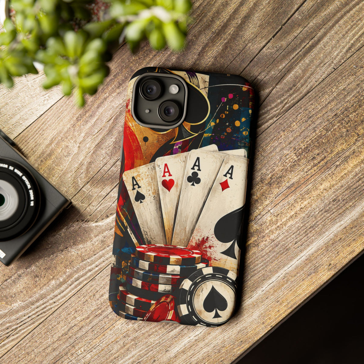 Casino Poker Ace Phone Case — Vintage Playing Cards & Chips Protective Cover