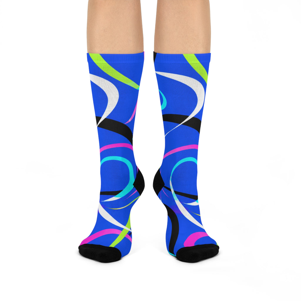 Vibrant Abstract Swirl Cushioned Crew Socks