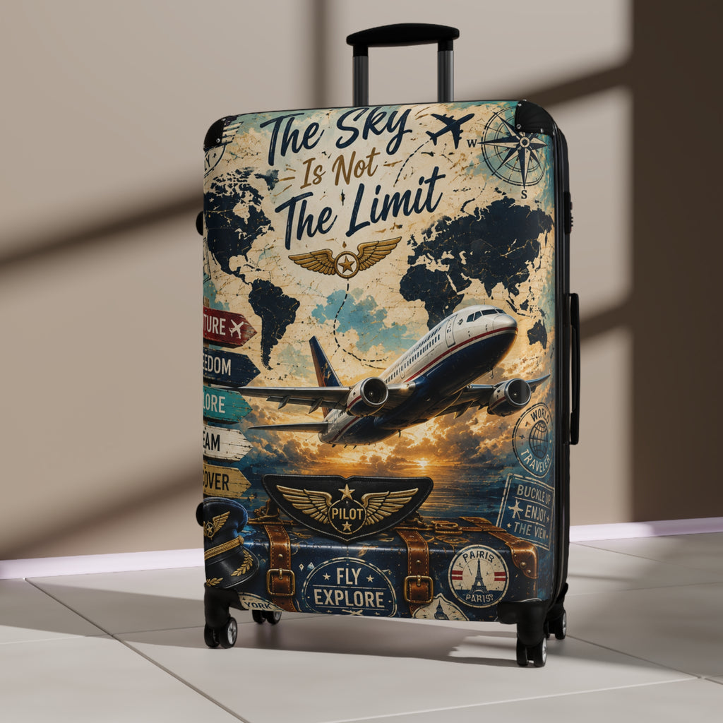 Suitcase - 'The Sky Is Not The Limit' Vintage Pilot Travel Carry-On