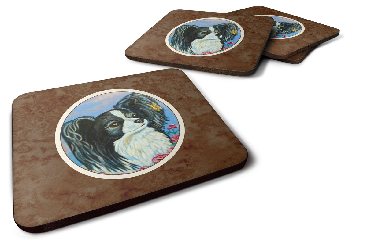 Black and White Papillon Foam Coasters Set of 4 Cup Coasters for Indoor Outdoor, Tabletop Protection, Anti Slip, Mouse pad Material
